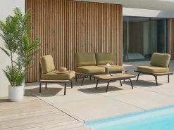 Online Beliani Set da giardino con tavolo 4 posti MINOZZO Legno di acacia certificato Verde oliva Marrone Verde Nero