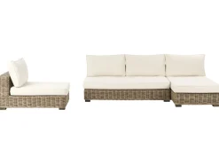 Discount Beliani Set da giardino con tavolo 4 posti VARALLO Modulare Rattan Grigio Bianco Grigio