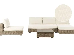 Discount Beliani Set da giardino con tavolo 4 posti VARALLO Modulare Rattan Grigio Bianco Grigio