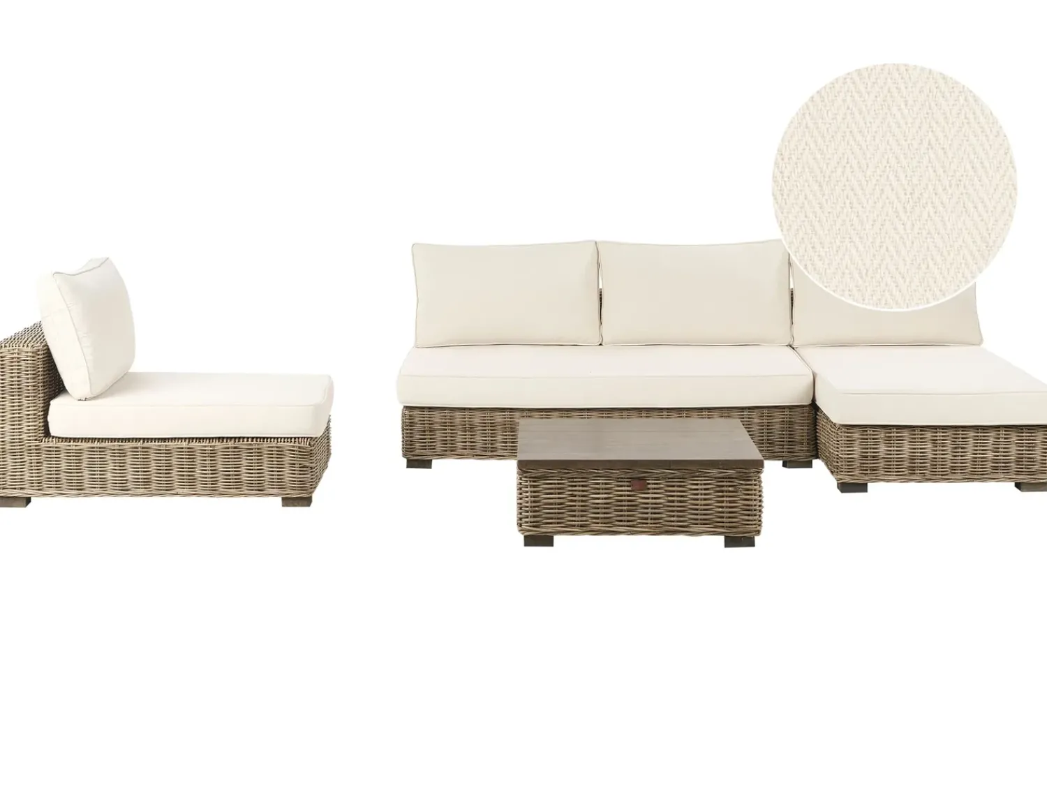 Discount Beliani Set da giardino con tavolo 4 posti VARALLO Modulare Rattan Grigio Bianco Grigio