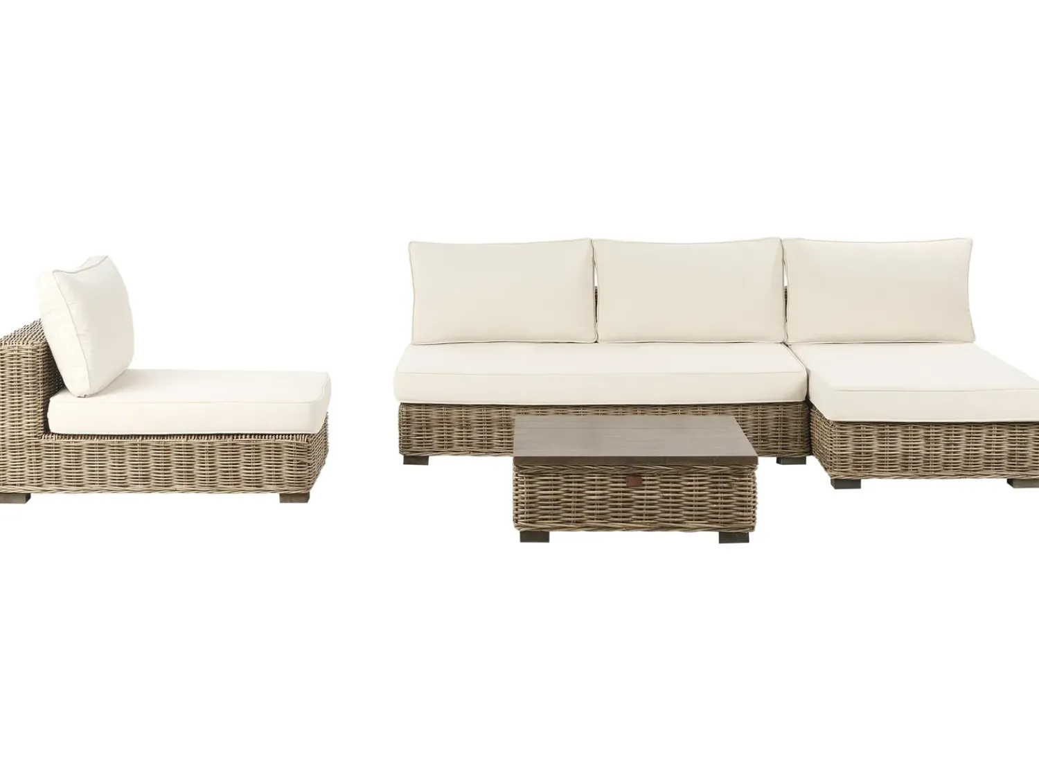 Discount Beliani Set da giardino con tavolo 4 posti VARALLO Modulare Rattan Grigio Bianco Grigio