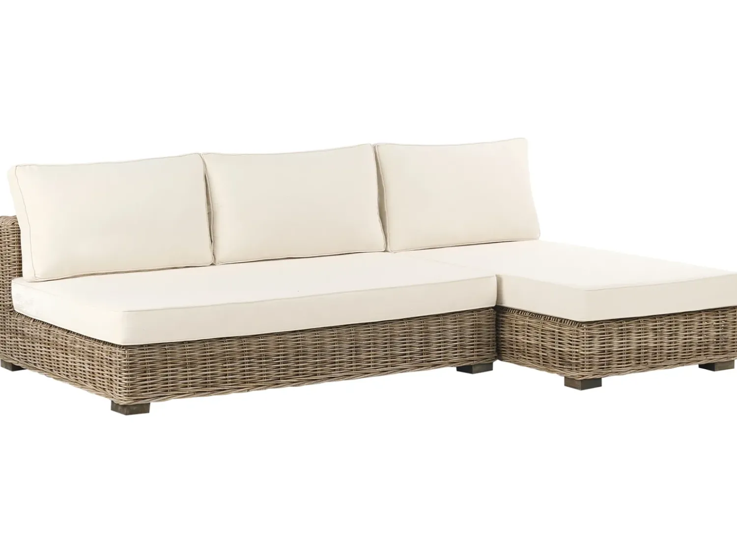 Discount Beliani Set da giardino con tavolo 4 posti VARALLO Modulare Rattan Grigio Bianco Grigio