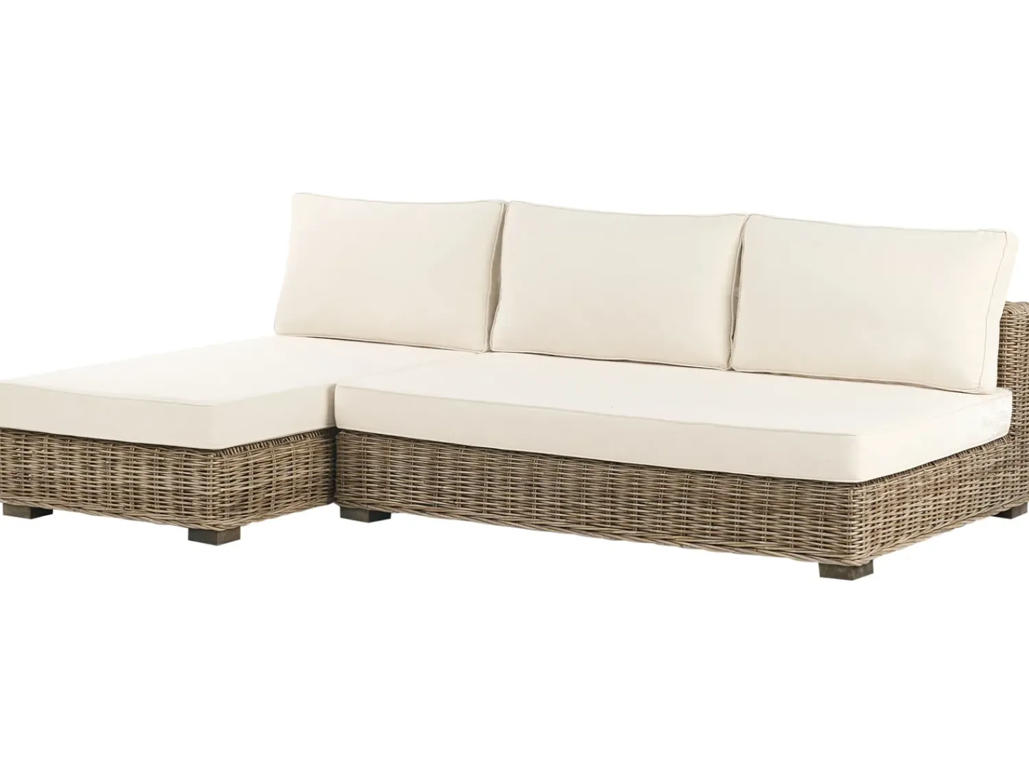 Hot Beliani Set da giardino con tavolo 4 posti VARALLO Modulare Rattan Grigio Bianco Grigio