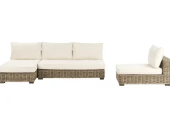 Hot Beliani Set da giardino con tavolo 4 posti VARALLO Modulare Rattan Grigio Bianco Grigio