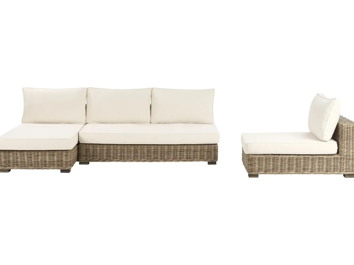 Hot Beliani Set da giardino con tavolo 4 posti VARALLO Modulare Rattan Grigio Bianco Grigio