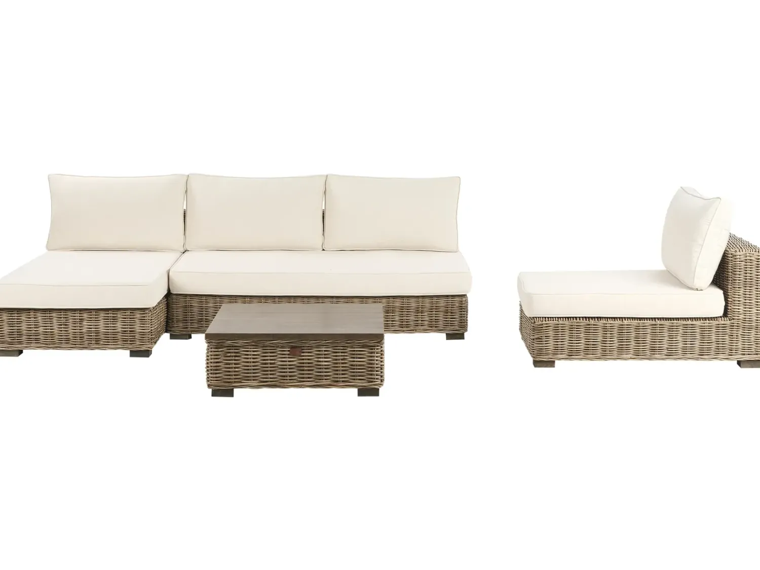 Hot Beliani Set da giardino con tavolo 4 posti VARALLO Modulare Rattan Grigio Bianco Grigio