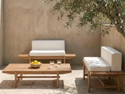 Clearance Beliani Set da giardino con tavolo 2 posti GIAVENO Legno d'acacia Bianco sporco Bianco Marrone