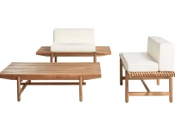 Clearance Beliani Set da giardino con tavolo 2 posti GIAVENO Legno d'acacia Bianco sporco Bianco Marrone