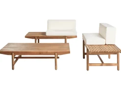 Clearance Beliani Set da giardino con tavolo 2 posti GIAVENO Legno d'acacia Bianco sporco Bianco Marrone