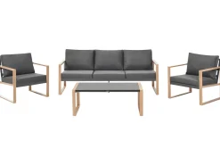 Sale Beliani Set da giardino con tavolo 5 posti GELSO Metallo Grigio scuro Marrone Grigio