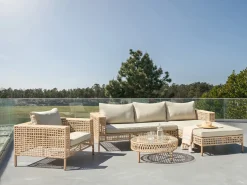 Hot Beliani Set da giardino con tavolo 4 posti CALASETTA Rattan sintetico (PE) Beige