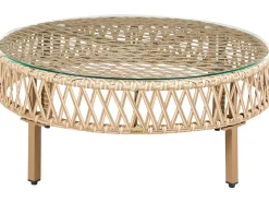 Outlet Beliani Set da giardino con tavolo 4 posti CALASETTA Rattan sintetico (PE) Beige