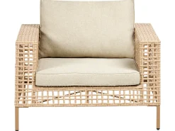 Outlet Beliani Set da giardino con tavolo 4 posti CALASETTA Rattan sintetico (PE) Beige
