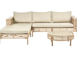 Outlet Beliani Set da giardino con tavolo 4 posti CALASETTA Rattan sintetico (PE) Beige