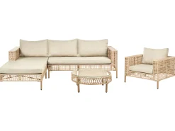 Outlet Beliani Set da giardino con tavolo 4 posti CALASETTA Rattan sintetico (PE) Beige