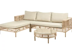 Outlet Beliani Set da giardino con tavolo 4 posti CALASETTA Rattan sintetico (PE) Beige