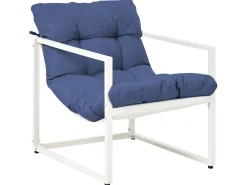 Clearance Beliani Set da giardino con tavolo 4 posti GARDA Metallo Blu Bianco Blu
