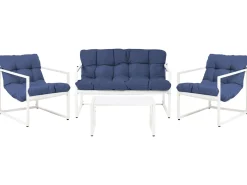 Clearance Beliani Set da giardino con tavolo 4 posti GARDA Metallo Blu Bianco Blu
