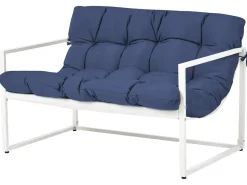 Clearance Beliani Set da giardino con tavolo 4 posti GARDA Metallo Blu Bianco Blu