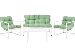 Sale Beliani Set da giardino con tavolo 4 posti GARDA Metallo Verde Bianco Verde