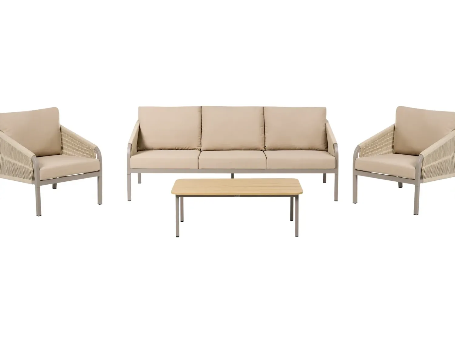 New Beliani Set da giardino con tavolo 5 posti MURATO Metallo Beige