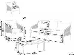 New Beliani Set da giardino con tavolo 5 posti MURATO Metallo Beige