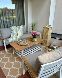 Beliani Set da giardino con tavolo 4 posti ORERO Tortora Bianco Beige Marrone
