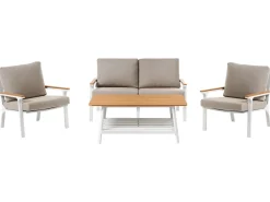 Beliani Set da giardino con tavolo 4 posti ORERO Tortora Bianco Beige Marrone