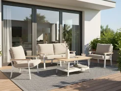 Beliani Set da giardino con tavolo 4 posti ORERO Tortora Bianco Beige Marrone