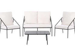 Hot Beliani Set da giardino con tavolo 4 posti USTICA Metallo Nero Bianco Nero