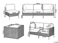 Online Beliani Set da giardino con tavolo 6 posti OMEGANA Modulare Rattan sintetico (PE) Beige chiaro Beige Nero