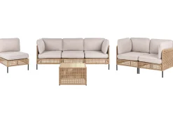Online Beliani Set da giardino con tavolo 6 posti OMEGANA Modulare Rattan sintetico (PE) Beige chiaro Beige Nero