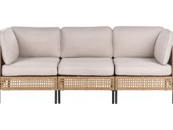 Online Beliani Set da giardino con tavolo 6 posti OMEGANA Modulare Rattan sintetico (PE) Beige chiaro Beige Nero