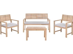 Outlet Beliani Set da giardino con tavolo 4 posti FIAMES Legno di acacia certificato Grigio Marrone Grigio