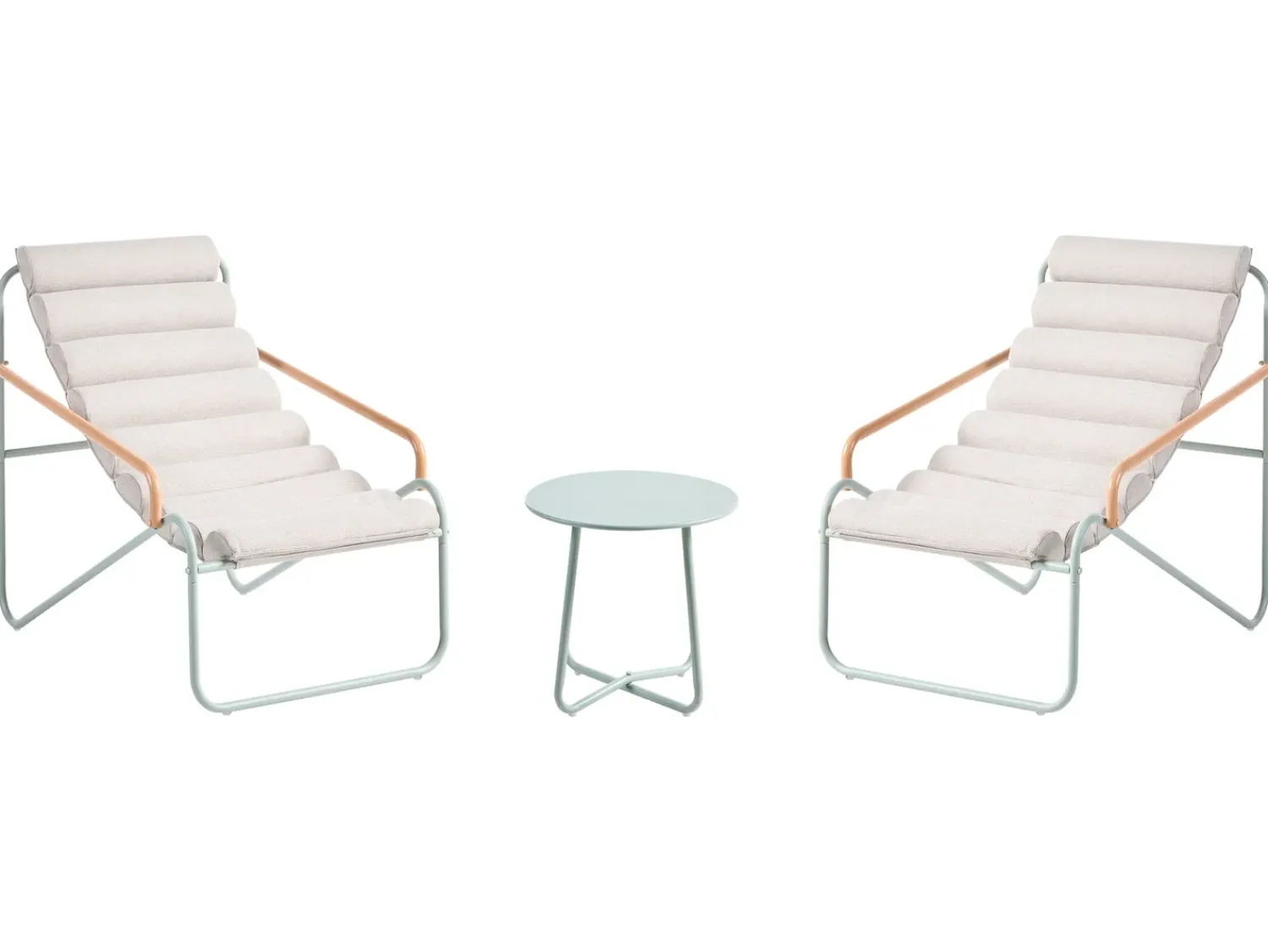 Sale Beliani Set da giardino con tavolo 2 posti PASTO Metallo Verde menta Beige Verde