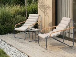 Sale Beliani Set da giardino con tavolo 2 posti PASTO Metallo Grigio scuro Beige Grigio