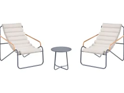 Sale Beliani Set da giardino con tavolo 2 posti PASTO Metallo Grigio scuro Beige Grigio