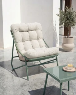 Online Beliani Set da giardino con tavolo 2 posti MOLVENO Metallo Beige/Verde Beige Verde
