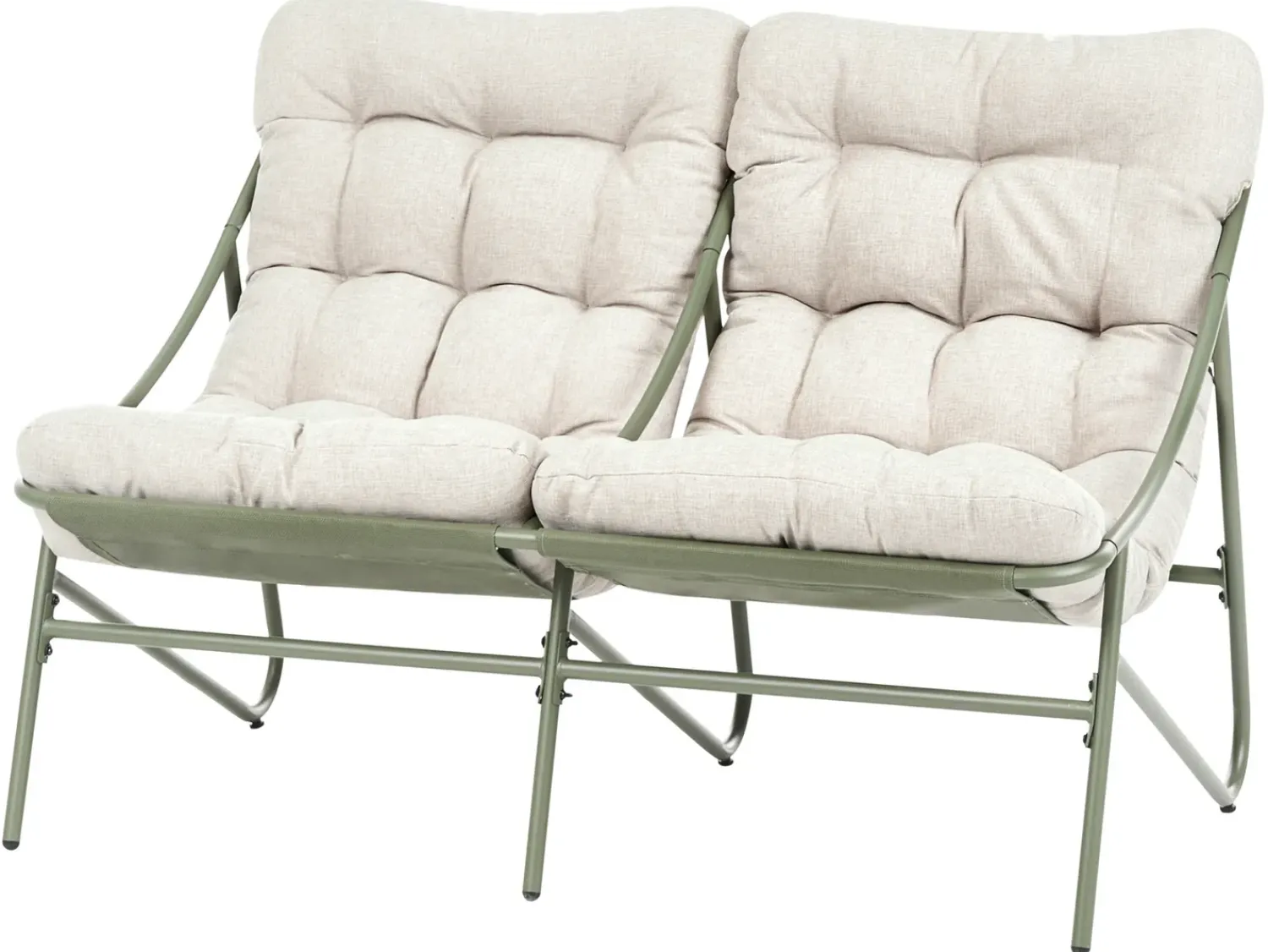 Beliani Set da giardino con tavolo 4 posti MOLVENO Metallo Beige/Verde Beige Verde