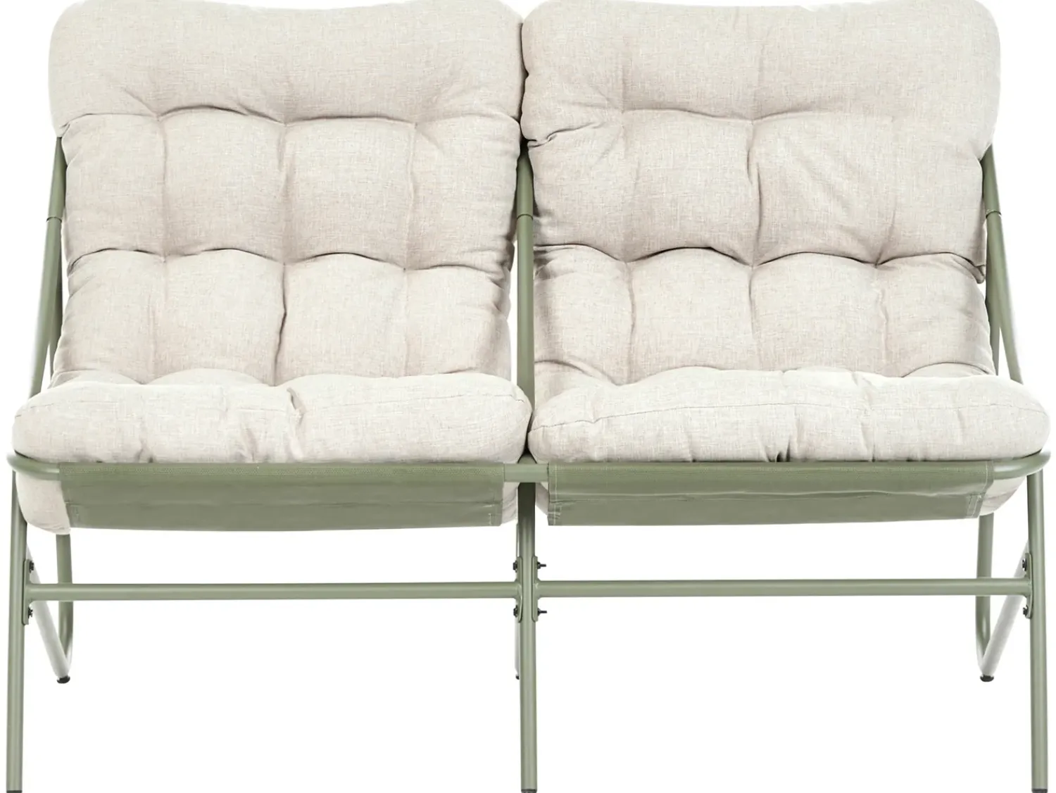 Beliani Set da giardino con tavolo 4 posti MOLVENO Metallo Beige/Verde Beige Verde