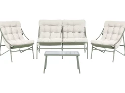 Beliani Set da giardino con tavolo 4 posti MOLVENO Metallo Beige/Verde Beige Verde