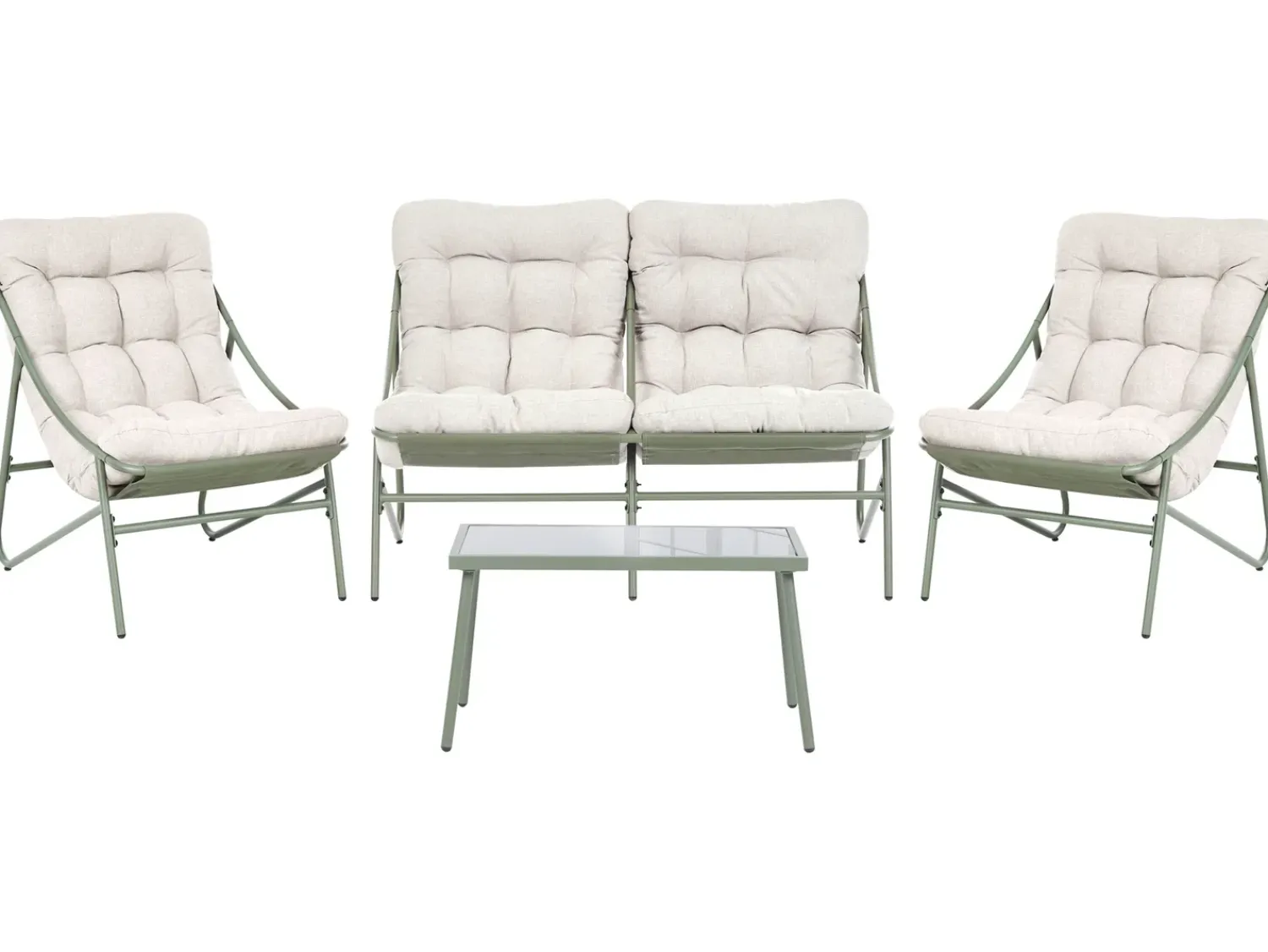 Beliani Set da giardino con tavolo 4 posti MOLVENO Metallo Beige/Verde Beige Verde