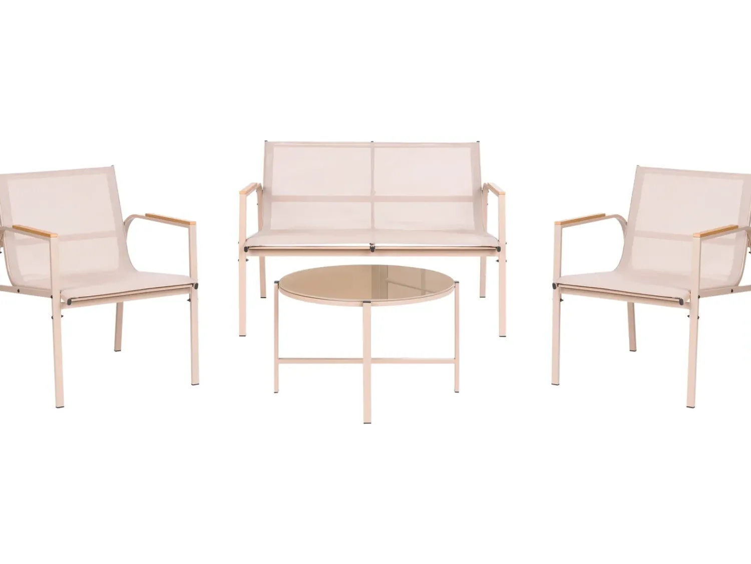 Best Beliani Set da giardino con tavolo 4 posti LEDRO Metallo Beige