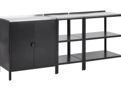 Clearance Beliani Set da 3 per cucina da esterno VILAMA Metallo Nero Argento Nero