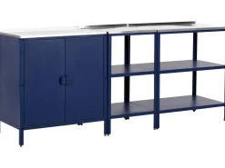 Discount Beliani Set da 3 per cucina da esterno VILAMA Metallo Blu Blu Argento