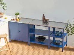 Discount Beliani Set da 3 per cucina da esterno VILAMA Metallo Blu Blu Argento