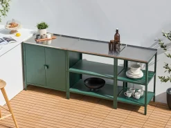 Hot Beliani Set da 3 per cucina da esterno VILAMA Metallo Verde Verde Argento