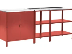 Discount Beliani Set da 3 per cucina da esterno VILAMA Metallo Rosso Argento Rosso
