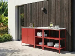 Discount Beliani Set da 3 per cucina da esterno VILAMA Metallo Rosso Argento Rosso