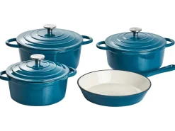 Best Beliani Set da 7 pezzi in ghisa CASTORA Blu Blu Argento Bianco